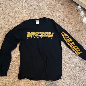 Gildan Mizzou Black Long Sleeve Tee with Gold Print